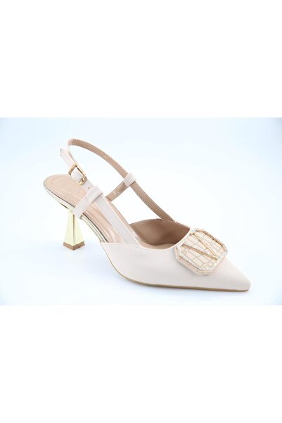 FELES 077-1183-15 Pantofi cu toc crem pentru damă