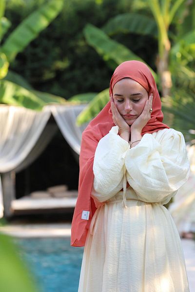 Şalland Natural Cotton Shawl Coral