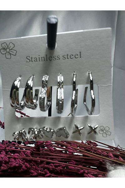 Mutenaura Stainless Steel Earring Set of 12