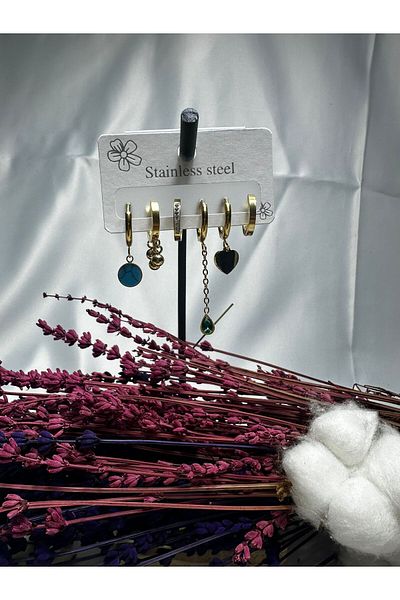 Mutenaura Stainless Steel Earrings Set of 6