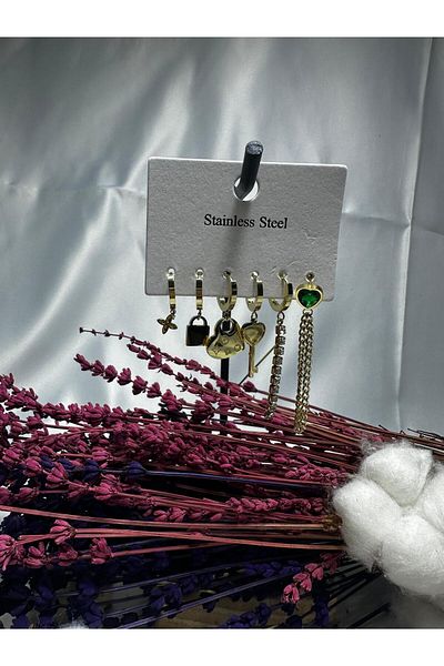 Mutenaura Stainless Steel Earrings Set of 6