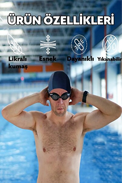 mihi hediyelik Yüzücü Bonesi Likralı Kumaş Bez Bone Kadın Erkek Havuz Deniz Y...