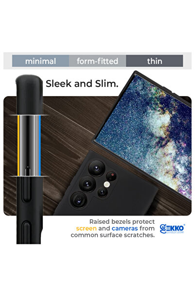 Gekko Mobile Husă de silicon pentru Samsung Galaxy S22 Ultra - Flexibilă, subțire, husă moale pentru spate, finisaj mat, negru