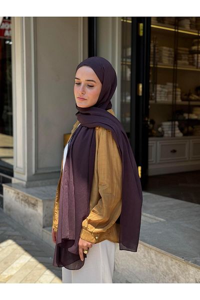 Şalland Natural Cotton Shawl Bitter Eggplant