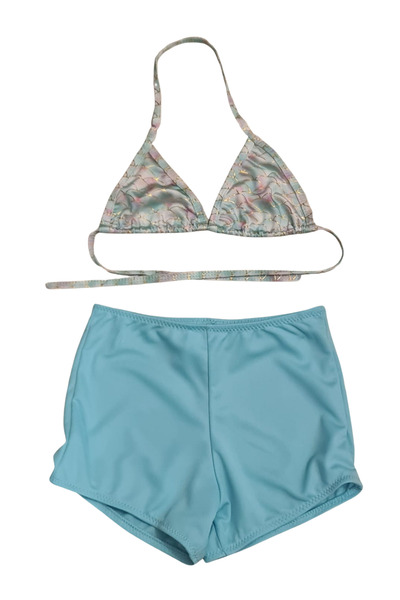 Glowzia Light Blue Girl's Shorts Bikini Set