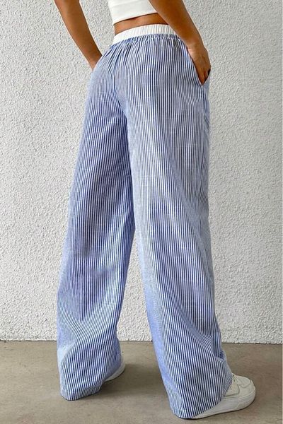 Baby xclub Pantaloni casual cu talie înaltă cu dungi albe