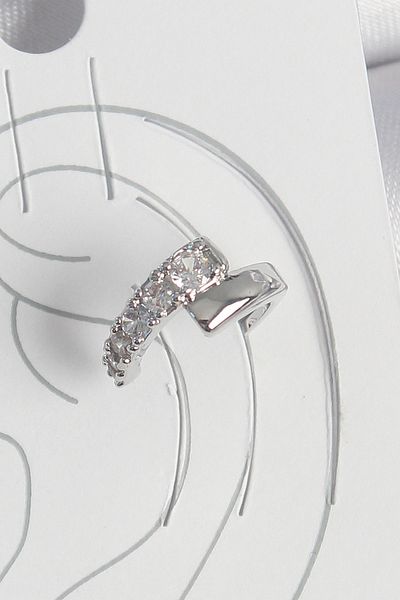 kuzenler store Brass Silver Color Zircon Stone Women's Cartilage Earrings - Lisinya