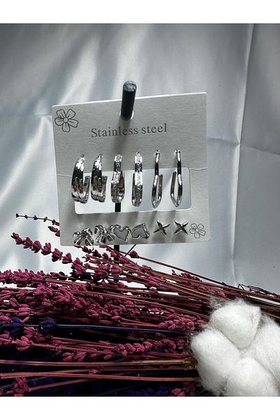 Mutenaura Stainless Steel Earring Set of 12