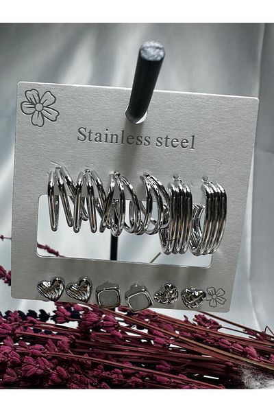 Mutenaura Stainless Steel Earring Set of 12