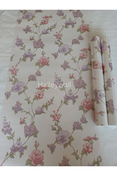 halleywall 77-1 pembe lila çiçekli duvar kağıdı