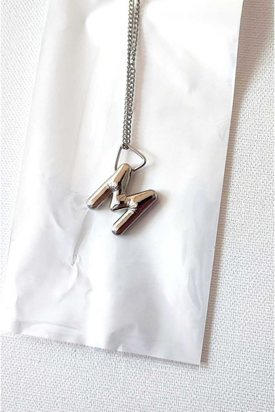 Generic Brand Balloon Model "M" Letter Steel Necklace / 3D