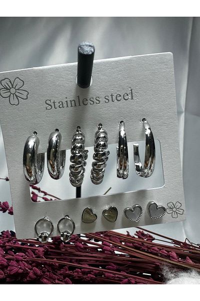 Mutenaura Stainless Steel Earring Set of 12