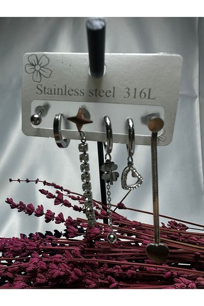 Mutenaura Stainless Steel Earrings Set of 6
