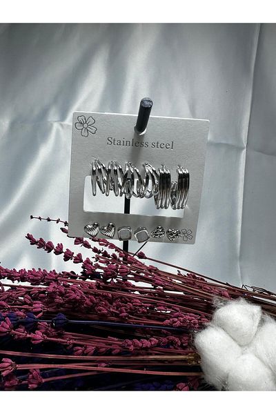 Mutenaura Stainless Steel Earring Set of 12