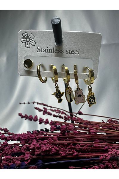 Mutenaura Stainless Steel Earrings Set of 6