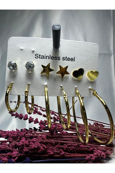 Mutenaura Stainless Steel Earring Set of 12