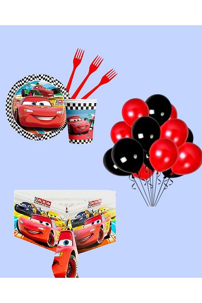 Evabrite Cars Themed Birthday Party Set - Special Decoration Party Supplies for Boys 16 People