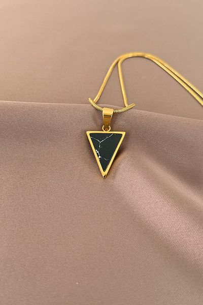 laria jewelry Triangle Black Stone Locket Necklace