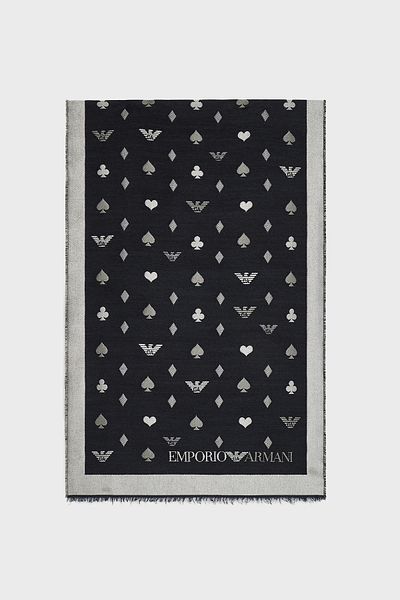 Emporio Armani With Logo 180 X 60 cm Double Sided Shawl Wrap Ew003170 Af20049 Fc011