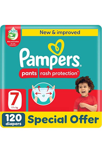 Pampers Rash Protection Diapers, Size 7, 20+ Kg, Jumbo Pack, 120 Pieces