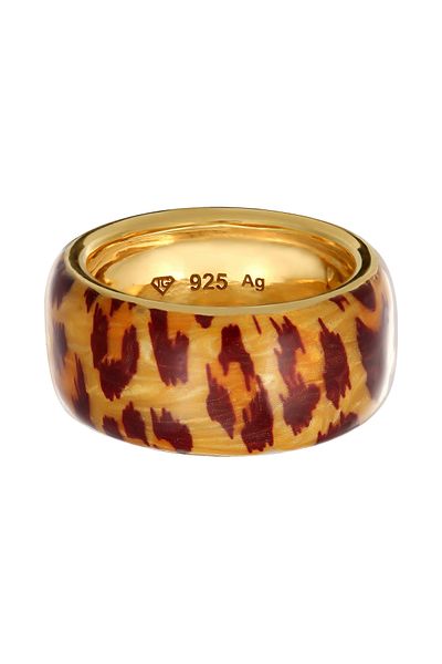 ELLI Ring Ring Damen Emaille Löwe 925 Sterling Silber Vergoldet Festival Gold
