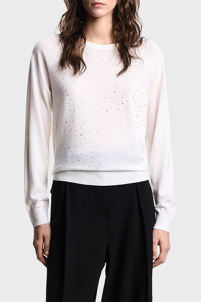 Emporio Armani Wool Regular Fit Crew Neck Sweater with Stone Logo Sweatshirt Ew001263 Af19176 F0015