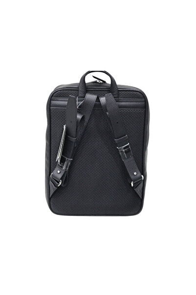 GUARD Black Horizontal Genuine Leather Backpack Men P1928