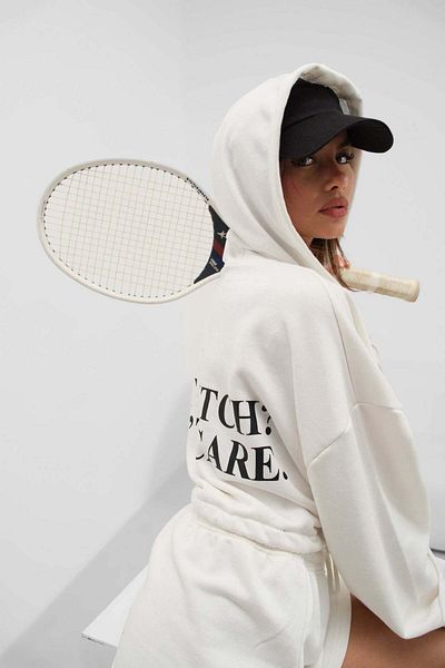 Maxi modena Zippered Ecru Sweatshirt with Elastic Waist