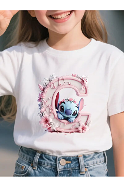 SVART WEAR Çocuk kızlar için "C" grafik baskılı Kız Çocuk Tişört Tshirt