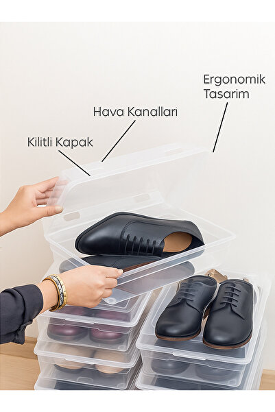 Businesshoess 10 Adet Şeffaf Erkek Ayakkabı Saklama Kutusu Düzenleyici