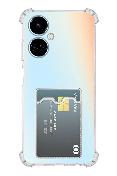 CaseArt Tecno Camon 19 Pro Kapak Kamera Korumalı Kartlıklı Darbe Emici Özellikli Şeffaf Silikon Kılıf