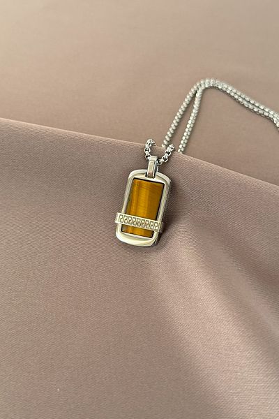 laria jewelry Greek Patterned Stone Locket Necklace
