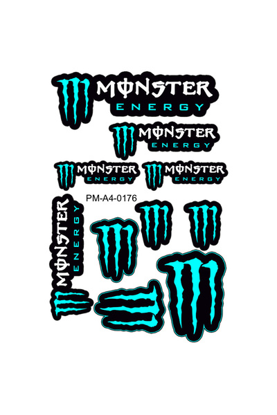 MOTOSEPETİM MONSTER TASARIMLI EKİPMAN KASK MOTOSİKLET STİCKER SETİ 002