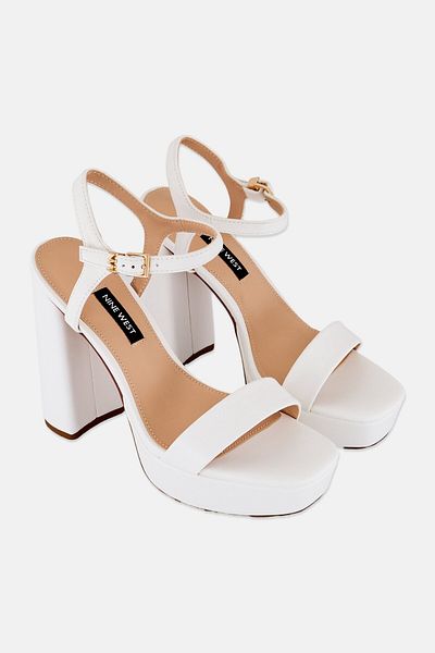 Nine West Women Adjustable Buckle Sandal, White