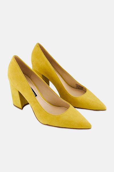 Nine West Women Cara Suede Slip On Pumps, Yellow