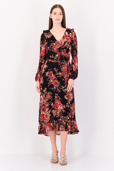 Maggy London Women Floral Print Midi Dress, Multicolor