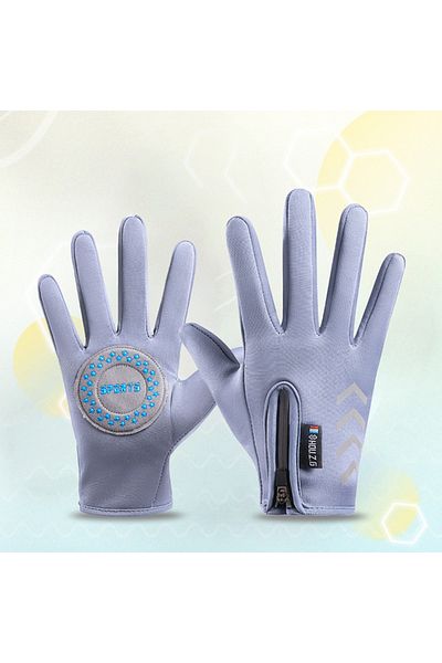 Choice M Gray Children's Gloves Warm Cycling Winter Autumn Waterproof Kids Reflect Light Non-Slip Ski Fleec