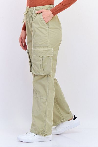 Koton Women Regular Fit Solid Cargo Pants, Olive