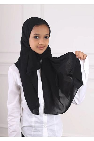HIJAB VIP Girls' chiffon quarter-lined veil - black