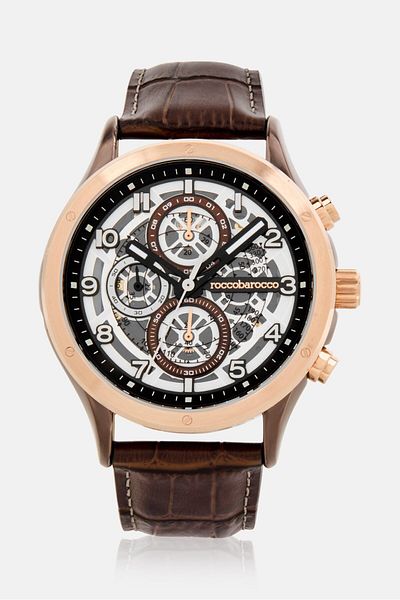 Roccobarocco Men RB5327M-06M Quartz Leather Watch 45,5 mm, Brown