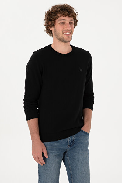 U.S. Polo Assn. Erkek Slim Fit Bisiklet Yaka Siyah Basic Kazak 50313713-VR046