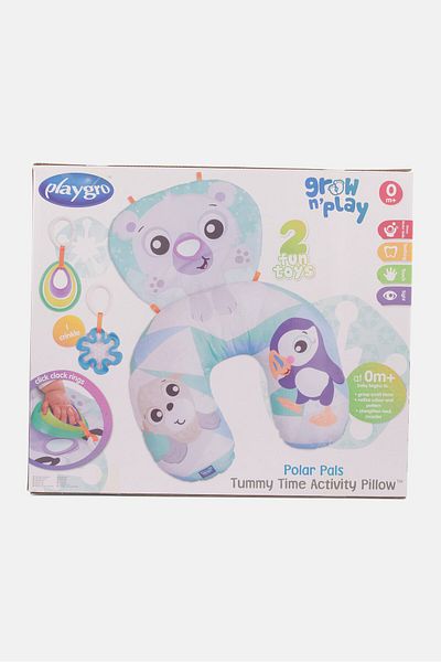 Playgro Polar Pals Tummy Time Activity Pillow, Mint Green Combo