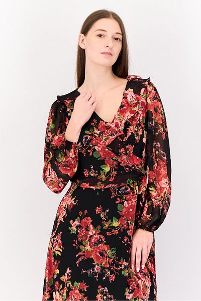 Maggy London Women Floral Print Midi Dress, Multicolor