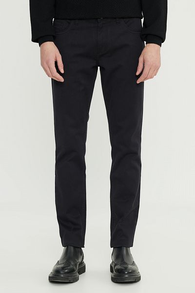 ALTINYILDIZ CLASSICS Men's Black Cotton Slim Fit Slim Fit 5 Pocket Dobby Stretch Casual Trousers