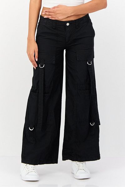 Don't Call Me Jennyfer Women Wide Fit Solid Cargo Pants, Black