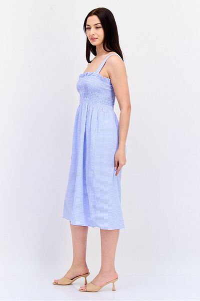 Koton Women Gingham Square Neckline Sleeveless Midi Dress, Multicolor