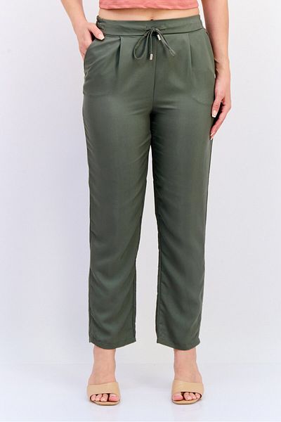 Koton Women Regular Fit Solid Straight Leg Pants, Khaki