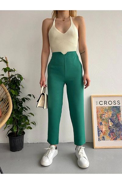 ufukmoda Atlas Fluted Trousers Petrol Green