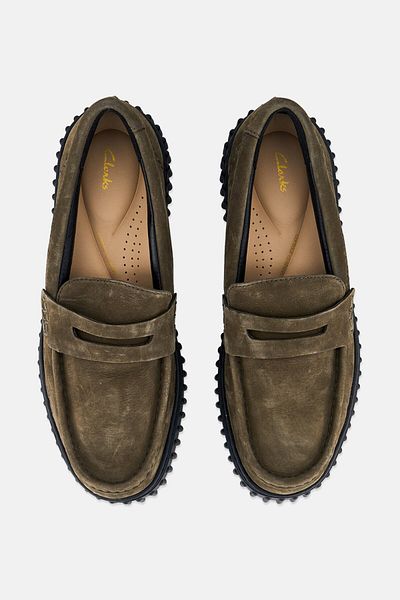 CLARKS Women Standard Torhill Penny Slip On Shoes, Dark Olive