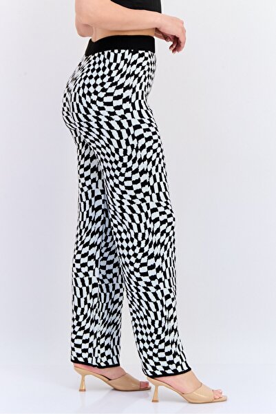 DeFacto Women Regular Fit Checkered Straight Leg Pants, Multicolor